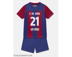 Barcelona Frenkie de Jong #21 Prima Maglia Bambino 2023-24 Manica Corta (+ Pantaloni corti)